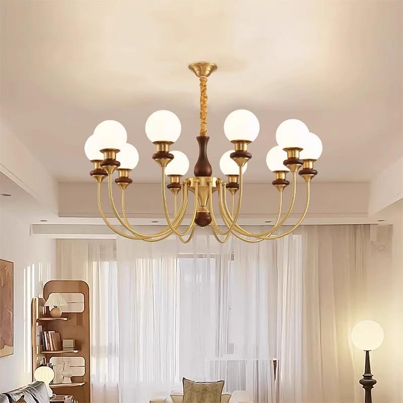 法式中古美风吊灯实木室餐卧厅魔豆吊灯式复古客厅胡木桃388中山