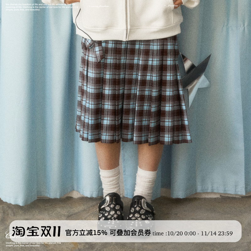 Caressfreedom格纹百褶裙