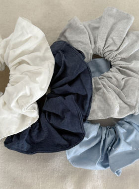 衬衫面料条纹大肠发圈牛仔蓝色高级感发绳头绳皮圈韩国ins博主发