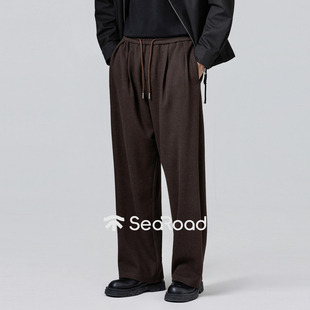 双褶百搭直筒裤 海上公路旗舰店软糯舒适毛呢裤 时尚 2025新款 男士