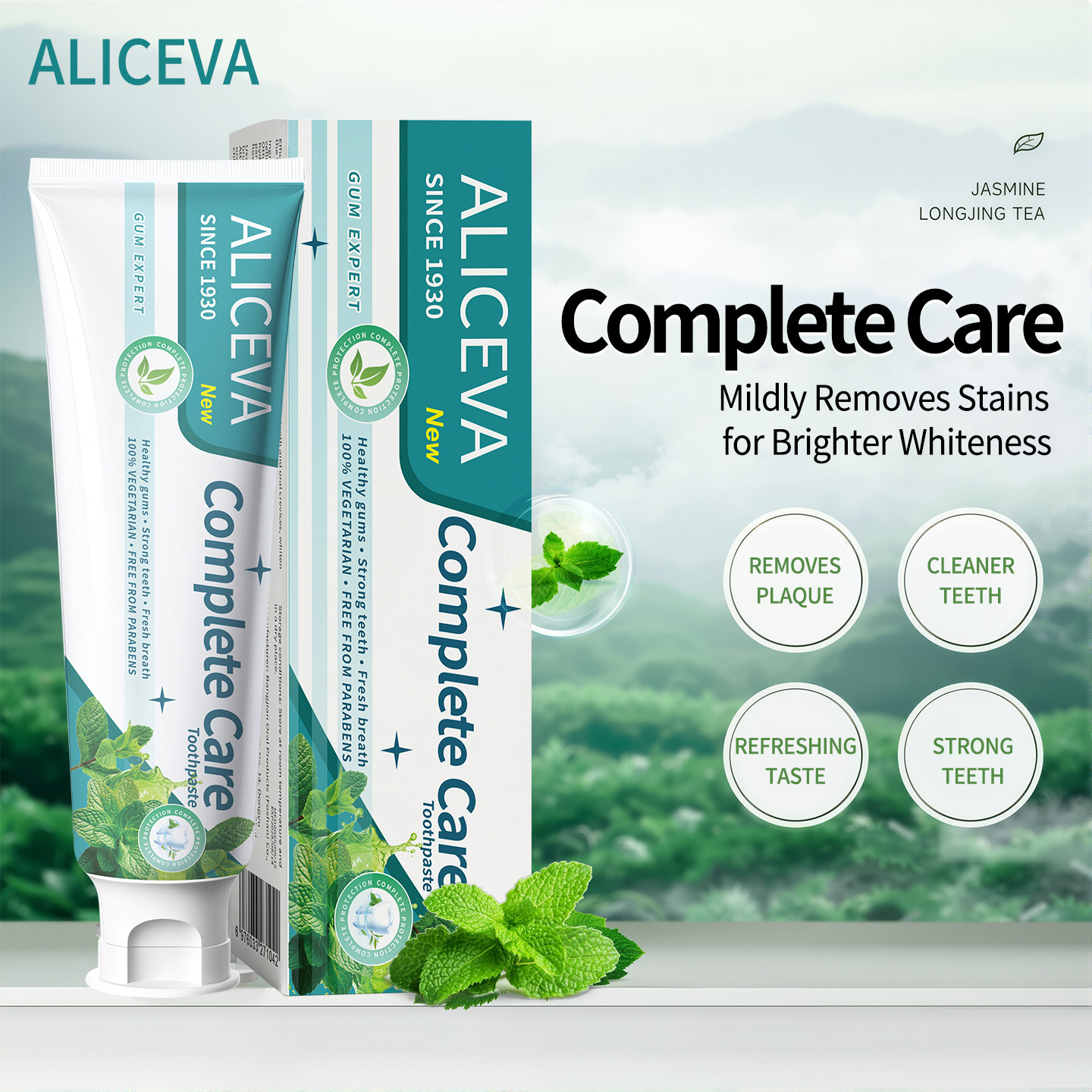 ALICEVA包装牙膏英文外贸薄荷中英文版Minttoothpaste