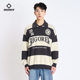 潮流复古休闲条纹宽松圆领套头针织上衣男 新款 准者长袖 毛衣男冬季