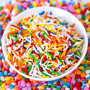 巧克力彩色彩针蛋糕装饰糖针甜甜圈可食用糖珠摆件生日冰淇淋装饰