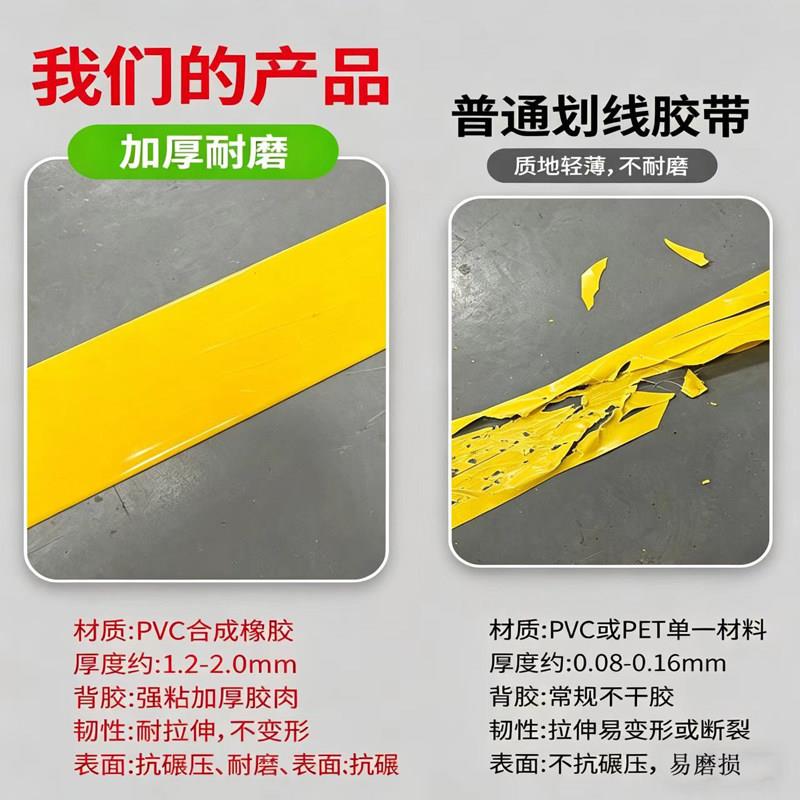 PVC黄黑警示胶带地面地标线纳米加厚胶纸耐磨抗重工厂56S管理划线