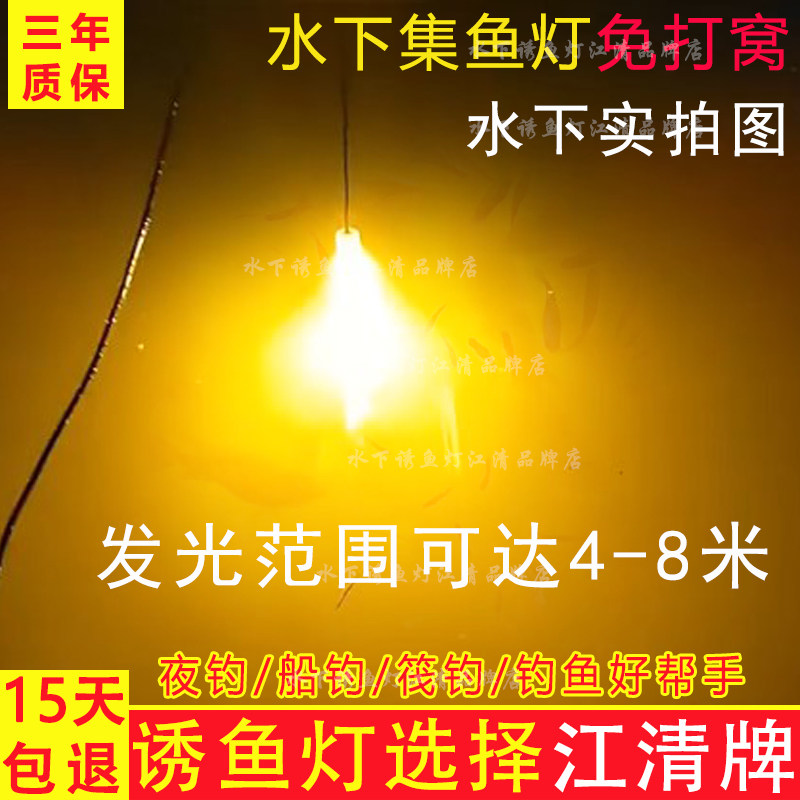 12v水下诱鱼灯聚鱼灯下水捕鱼灯筏钓灯黄光集鱼灯强光超亮引鱼灯