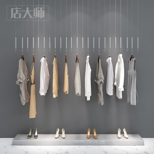 服装店展示架上墙吊环吊挂挂杆婚纱架子不锈钢吊架拉丝悬挂衣架