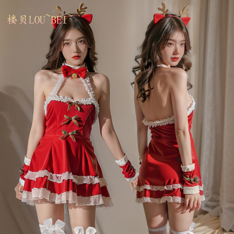 悄趣内衣圣诞节套装cos性感兔女郎制服套装新年红qqny房事高级潮