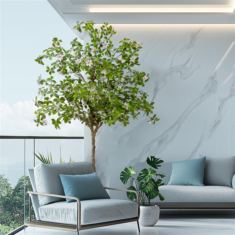 仿真绿植栀子花树落地盆栽高级仿生植物室内客厅装饰摆件大型假树