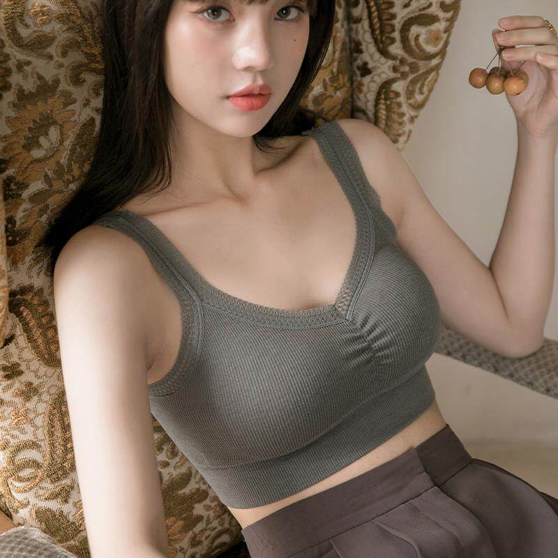 小胸平胸专用美背内衣加厚背心式文胸打底无磁无铁吊带背心带胸垫