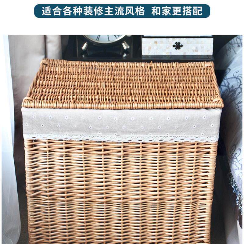 藤编脏衣篮带盖子衣服收纳筐大号衣物收纳箱柳编篮编织篓家用百厂