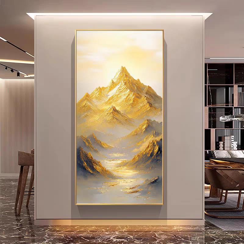 现代简约风景装饰画入户轻奢玄关挂画日照金山走廊过道壁画