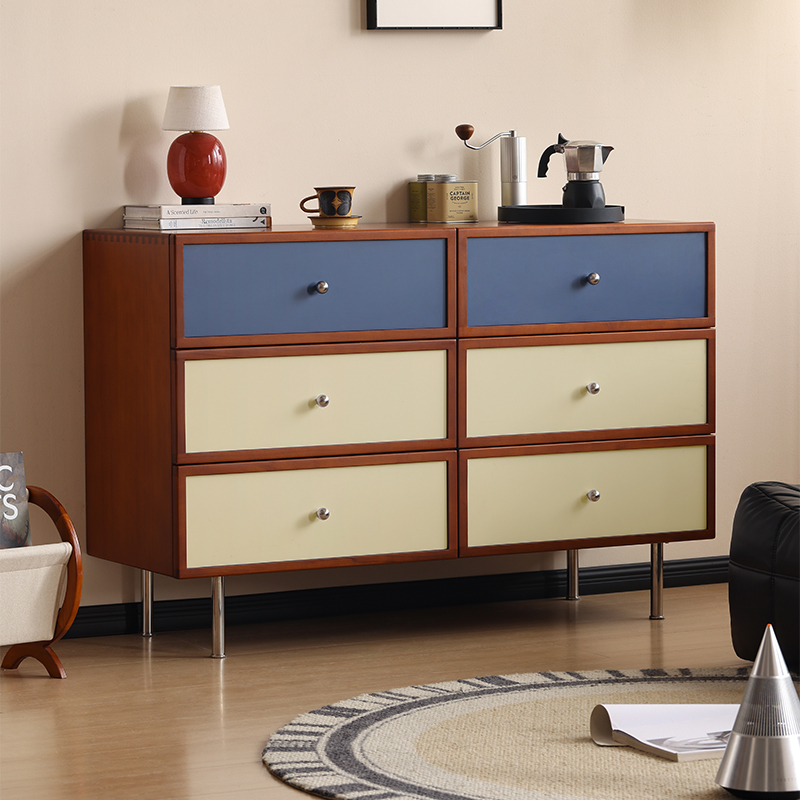 小万中古黄杨木六斗柜拼色包豪斯