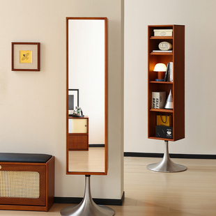 穿衣镜杂志柜书柜储物落地镜 实木可旋转全身家用立式 小万家具