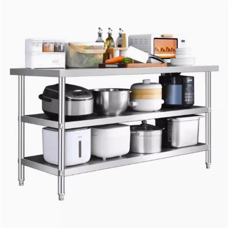 热销304不锈钢操作台商用厨房工作台特厚饭店食堂操作台面切菜打