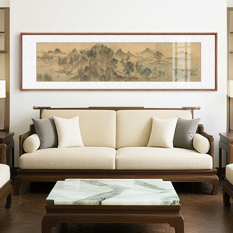 清恽寿平湖山春暖图客厅山水画国画装饰画中式画办公室装裱挂画