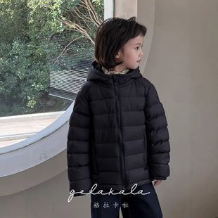 儿童羽绒服男女宝宝秋冬保暖90白鸭绒韩系中大童连帽短款上衣百搭