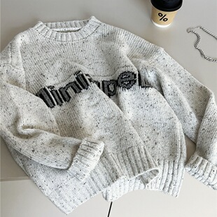 装波拉秋冬bora儿童圆领毛衣满天星字母韩版简潮男童柔软打底毛衣