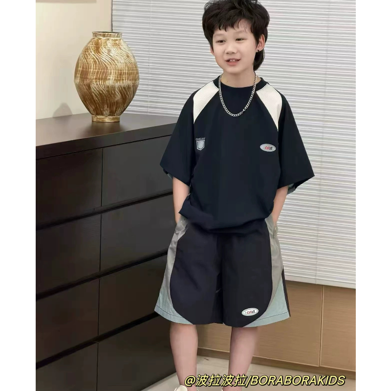波拉实体店儿童装男孩运动服篮球服夏季款球衣短袖短裤两件套套装