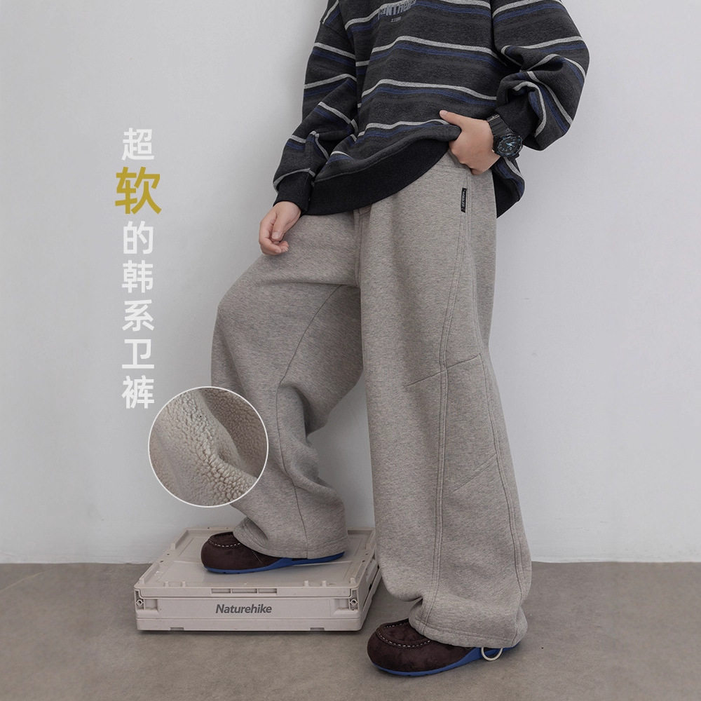 男童加绒运动裤子秋冬款波拉bora儿童冬季一体直筒卫裤大男孩冬装