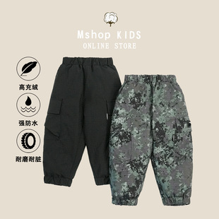 儿童羽绒裤冬季保暖男童滑雪裤2025bora韩版工装运动休闲加厚童装