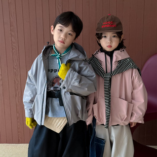 店儿童装男童外套波拉秋冬bora韩版加绒加厚冲锋衣户外运动休闲潮