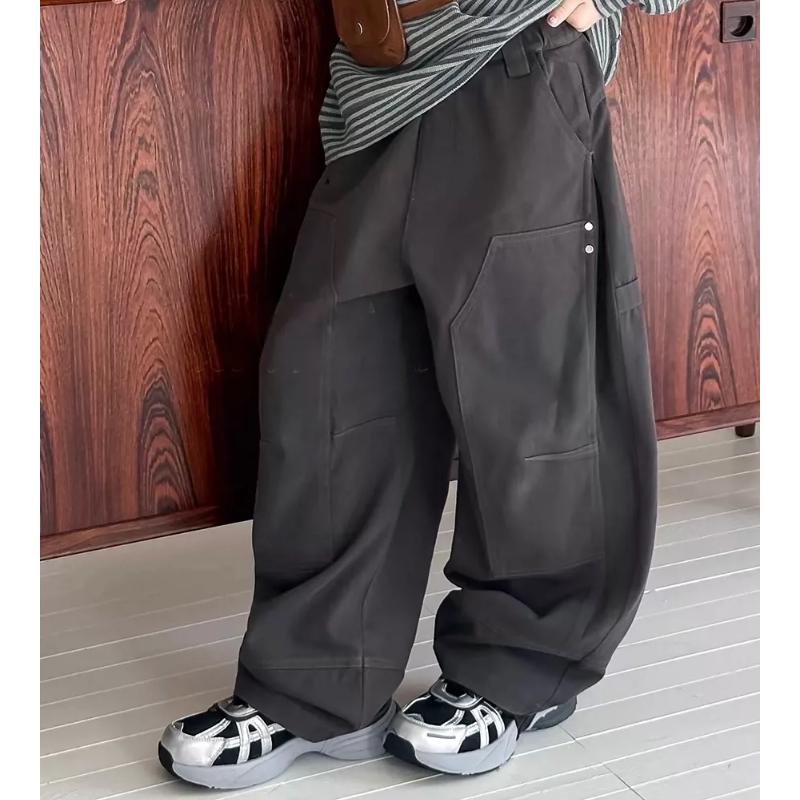 波拉bora秋季儿童休闲工装裤中大青少年男孩宽松裤子女童学生长裤