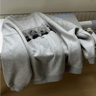 童装波拉秋冬bora儿童加绒卫衣韩版小狗男童洋气柔软加厚打底长袖