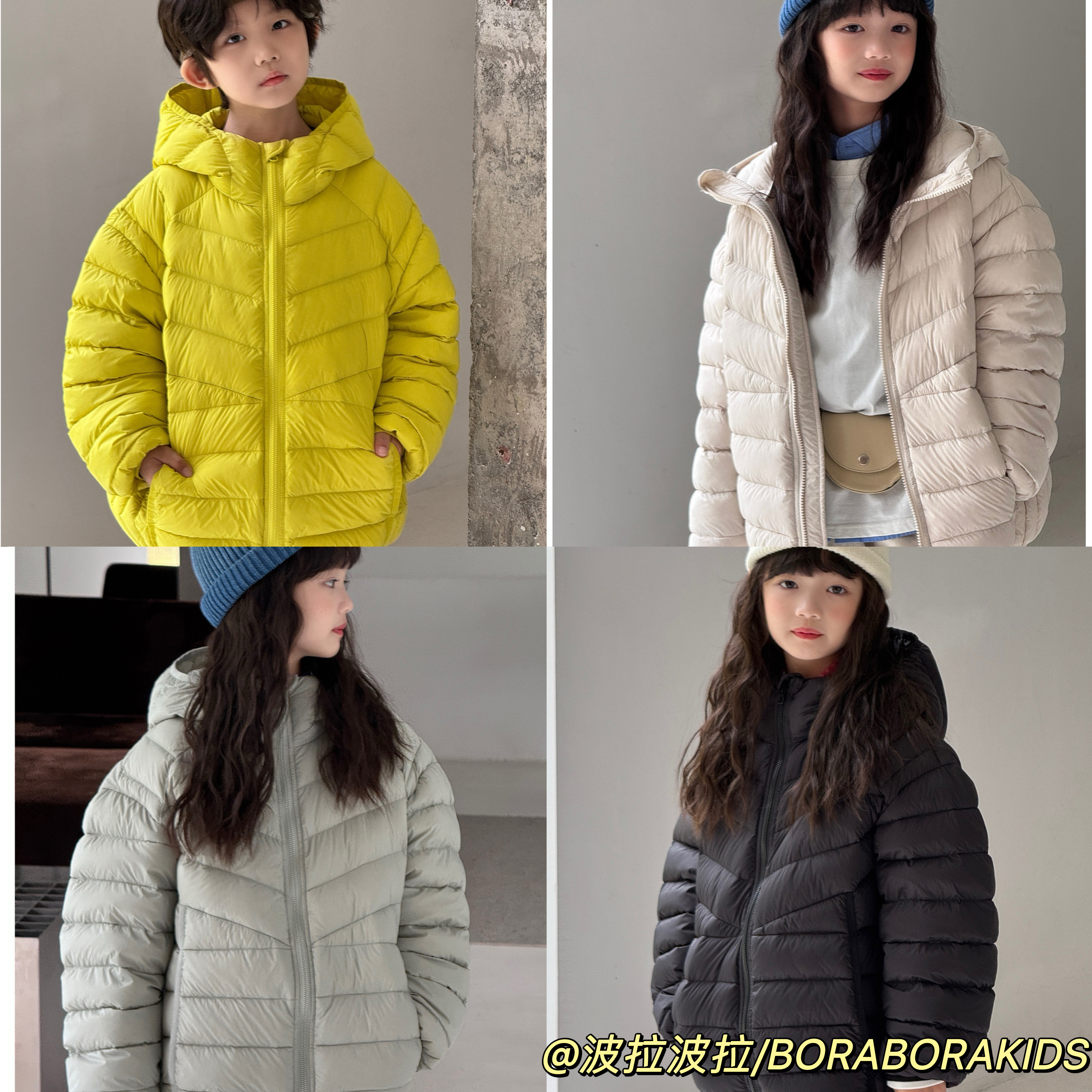 韩国儿童装男生女孩中大童青少年连帽保暖90白鸭绒轻羽绒服外套