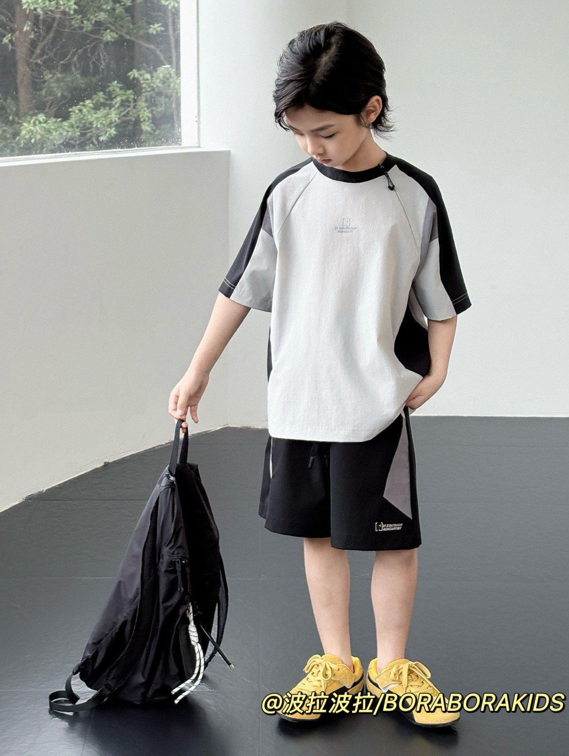 波拉bora儿童装男生女孩运动服篮球服夏季足球衣短袖短裤两件套装