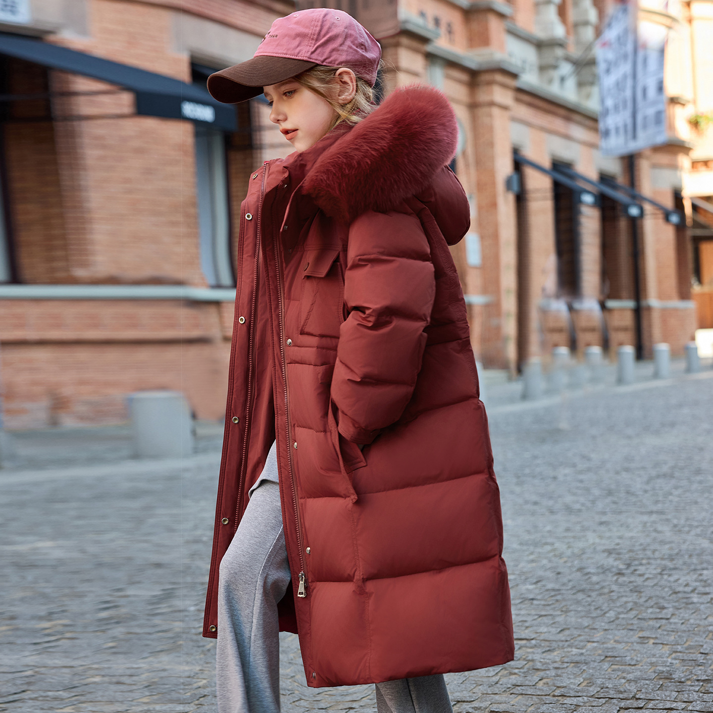 儿童中长款羽绒服波拉冬季女孩洋气bora白鸭绒童装女大童加厚外套
