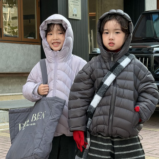 奶酪家童装男童羽绒服波拉冬款韩版连帽排骨90白鸭绒羽绒服保暖潮