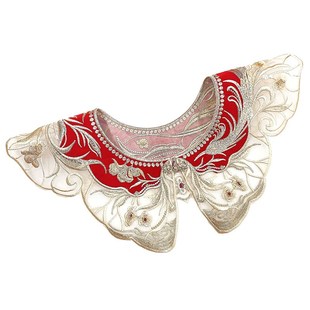 红色明制马面裙朱雀刺绣回门A宴披肩汉服配饰新娘敬酒服云肩