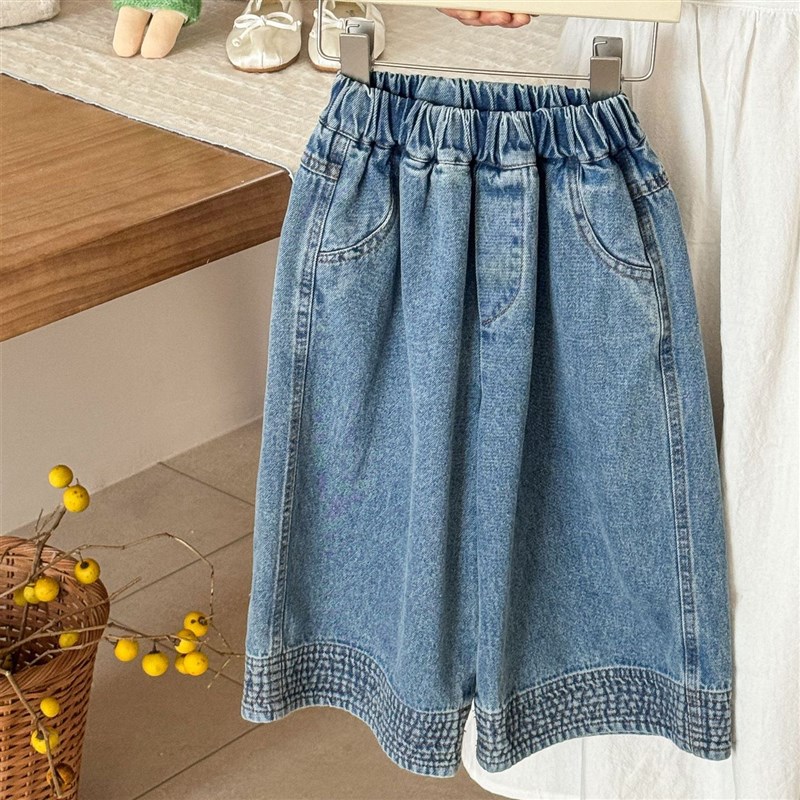 童裤2025春季新品韩国童装韩版薄款脚口设计洋S气牛仔宽松中童长