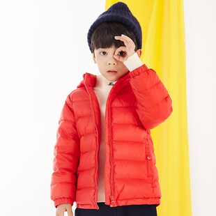 儿童羽绒服轻薄202n0新款洋气男女童大红色中小童宝宝加厚连帽外