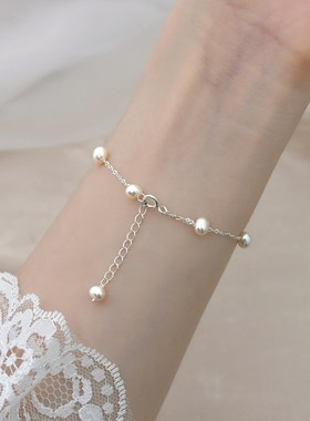 简约淡水珍珠手链女2024年新款小众设计感高级手环馒头珠手饰配饰