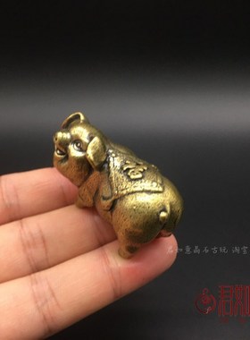 新品实心铜十二生肖小猪金猪摆件实心铜福猪把件可爱小猪小摆件铜