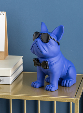 现代简约潮流法斗钥匙收纳摆件玄关客厅电视柜装饰品斗牛犬储钱罐