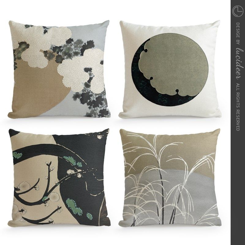 北欧复古新中式禅意客厅沙发欧式抱枕日式民宿靠垫靠枕套卧室靠背