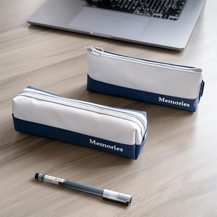 帆布初中生笔袋女生小众新款小巧学生简H约男孩文具袋大容量铅笔