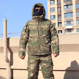 冬季俄罗斯防寒服绿废墟迷彩棉服套装热反射上衣裤子套装