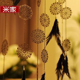 羽毛帘子金属珠帘水晶珠帘门帘隔断帘屏风客厅卧室成品帘子