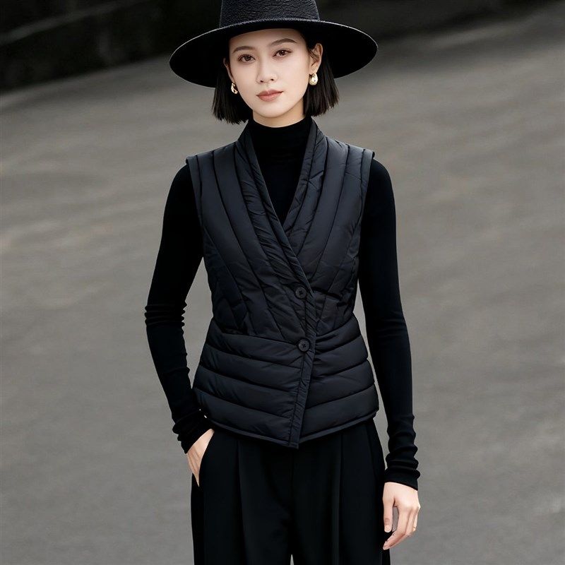 轻薄款白色排骨羽绒服女款冬季90绒短款时尚洋气保暖妈妈马甲外穿