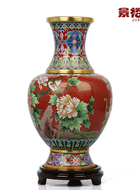 12寸景泰蓝铜花瓶客厅装饰品乔迁结婚礼物送老外生日礼品摆件