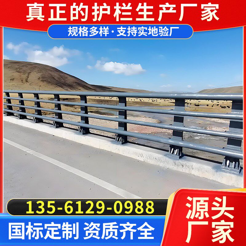 铝合金桥梁防撞护栏立柱支架铸铁河道景观栏杆不锈钢钢丝绳护栏