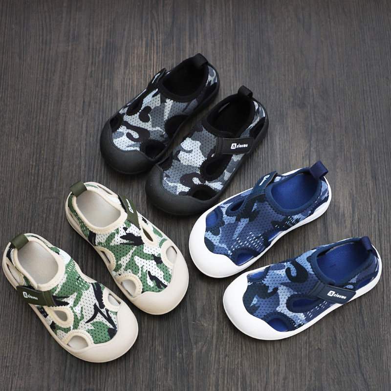 儿童网鞋男童凉鞋2021新款夏季透气网面幼儿园室内鞋迷彩宝宝鞋子