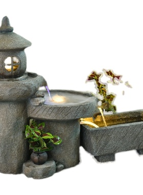 石墨假山流水喷泉室内玄关办公室店铺景观装饰循环水落地鱼池摆件