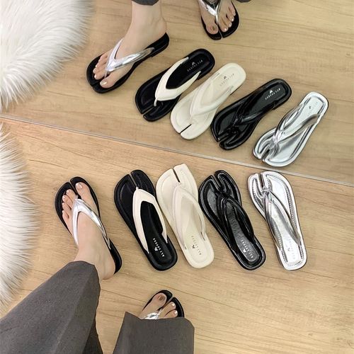 猪蹄分趾夹脚人字拖鞋女夏季外穿平底时尚凉鞋2025年新款沙滩凉拖