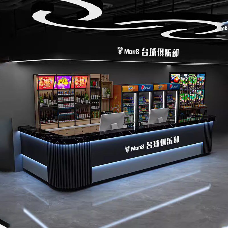 酒吧台球厅吧台桌网红工业风前台接待台酒馆餐厅舞蹈室转角收银台