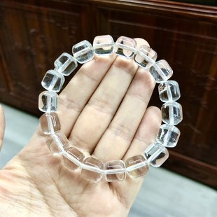 P282 天然白水晶手链冰种白水晶直切老型珠10mm手串散珠子男女