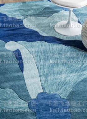 灰色抽象简约地图客厅卧室茶几沙发玄关地毯样板间手工地毯可定做